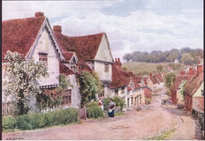 The Village Street, Kersey, Suffolk, from The Cottages and the Village Life of Rural England published by Dent & Sons Limited, 1912 by Alfred Robert Quinton